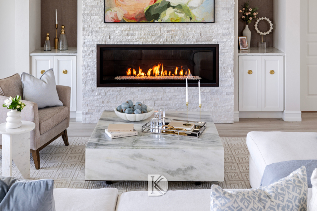 Boutique interior design studio project by Kate Killeen Design — layered living room in Naples, FL